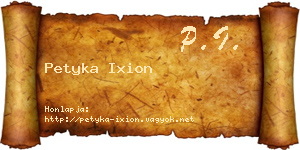 Petyka Ixion névjegykártya